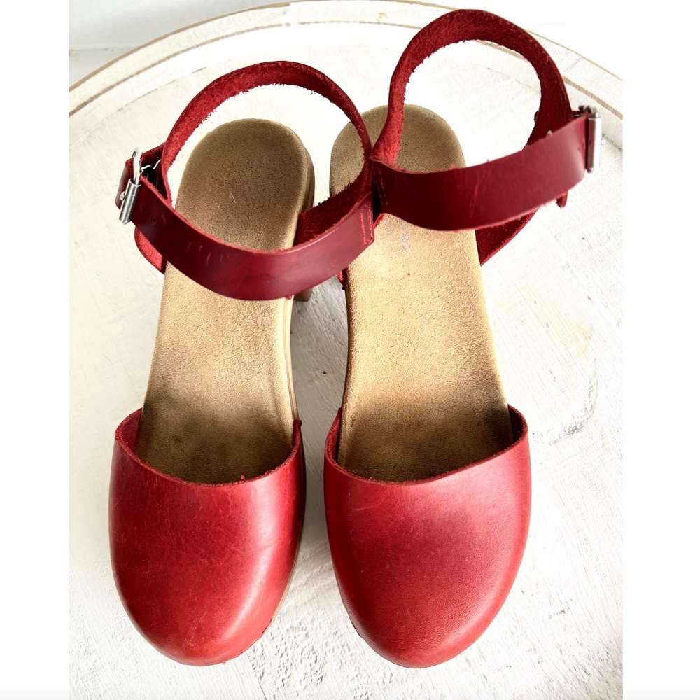 Calou Stockholm Dolores Mary Jane Soft High Heel Clogs In Red - 39/ Us 8.5 View 2
